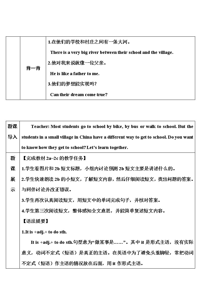 人教新目标版七年级下册英语  unit 3    Section B第4课时（2a~2c）教案02