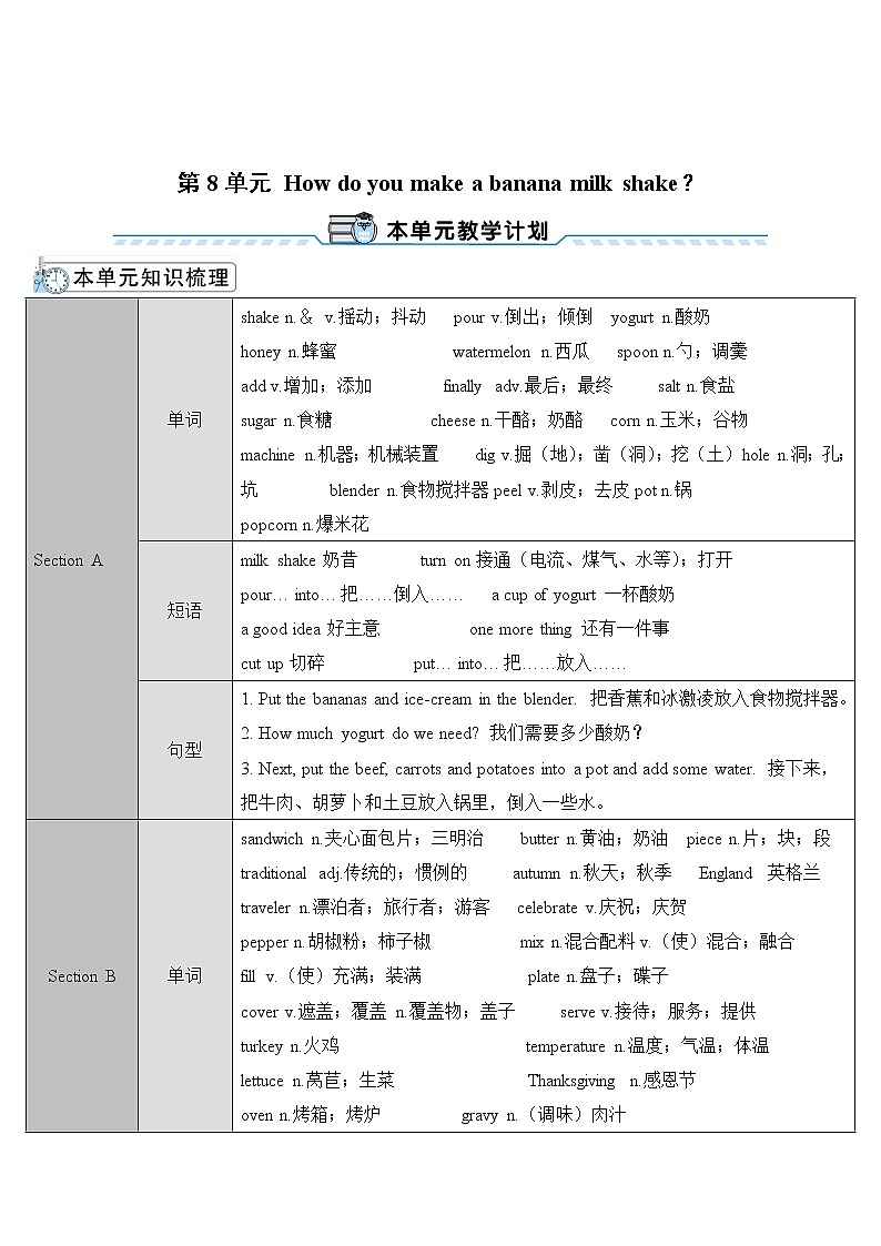 人教新目标版八年级上册英语Unit 8Section A第1课时（导学案）01