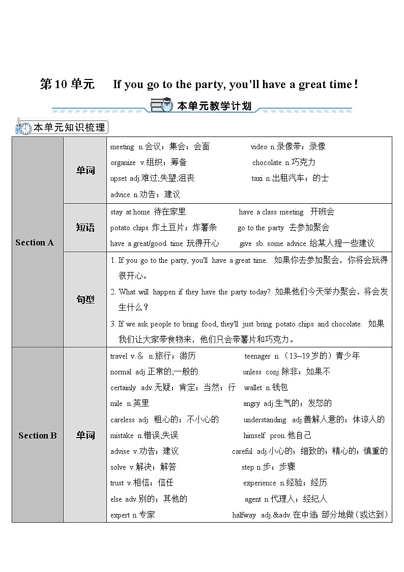 人教新目标版八年级上册英语Unit 10Section A第1课时（导学案）01
