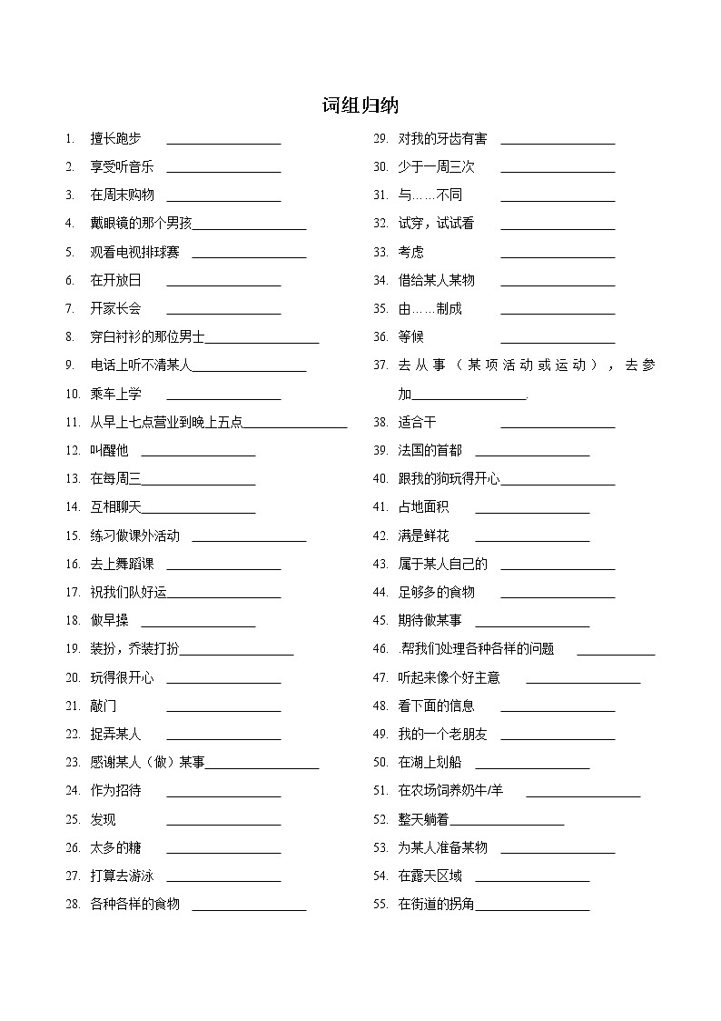 专题02 词组归纳（测试版） 第1页