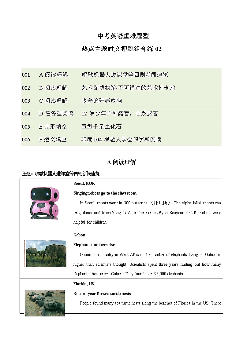 主题02  中考英语重难题型热点主题时文押题组合练第1页
