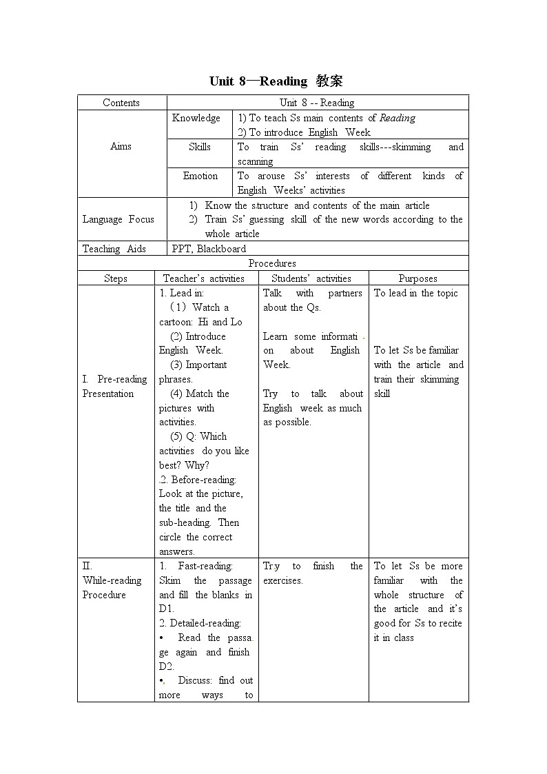 沪教牛津版英语8年级上册 Module 4 Unit 8 PPT课件+教案01