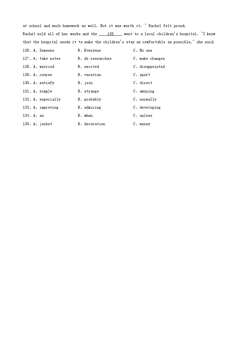 福建省三年（2020-2022）中考英语真题分题型汇编-03完形填空03