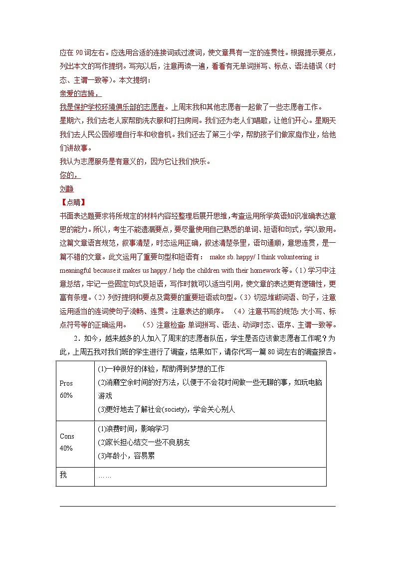 Unit 2 单元话题满分范文必背-2021-2022学年八年级英语下册单元重难点易错题精练（人教版）02