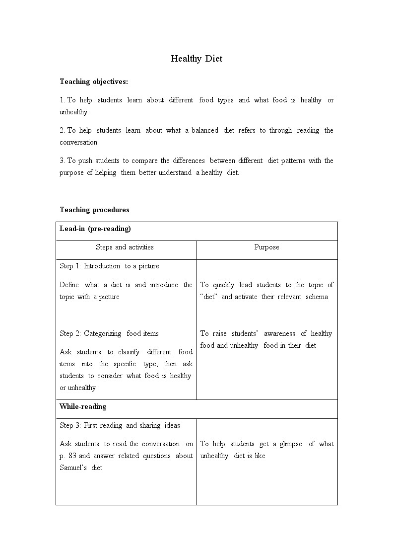沪教牛津版  9AU6-1 Reading_ A Healthy Diet第1页