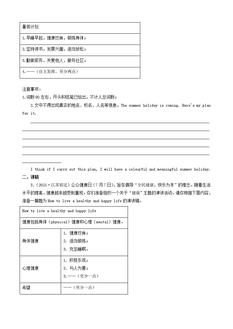 江苏省宿迁市三年（2020-2022）中考英语真题分题型分层汇编-05作文第2页