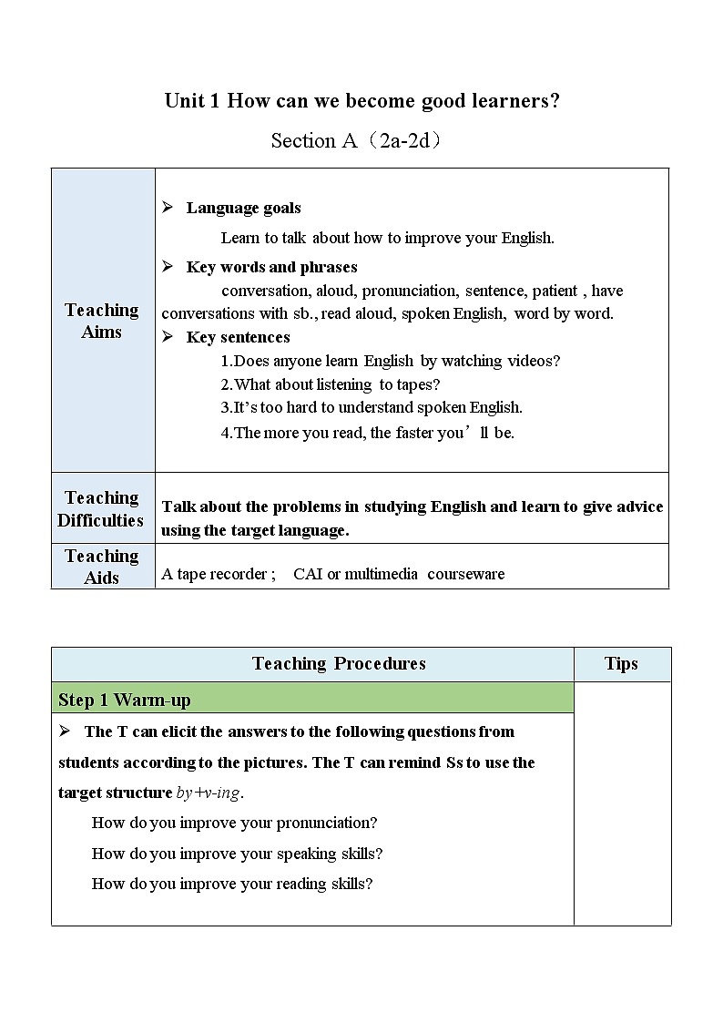 人教新目标 (Go for it) 版英语九年级 Unit 1 Section A（2a-2d） PPT课件+教案+导学案01