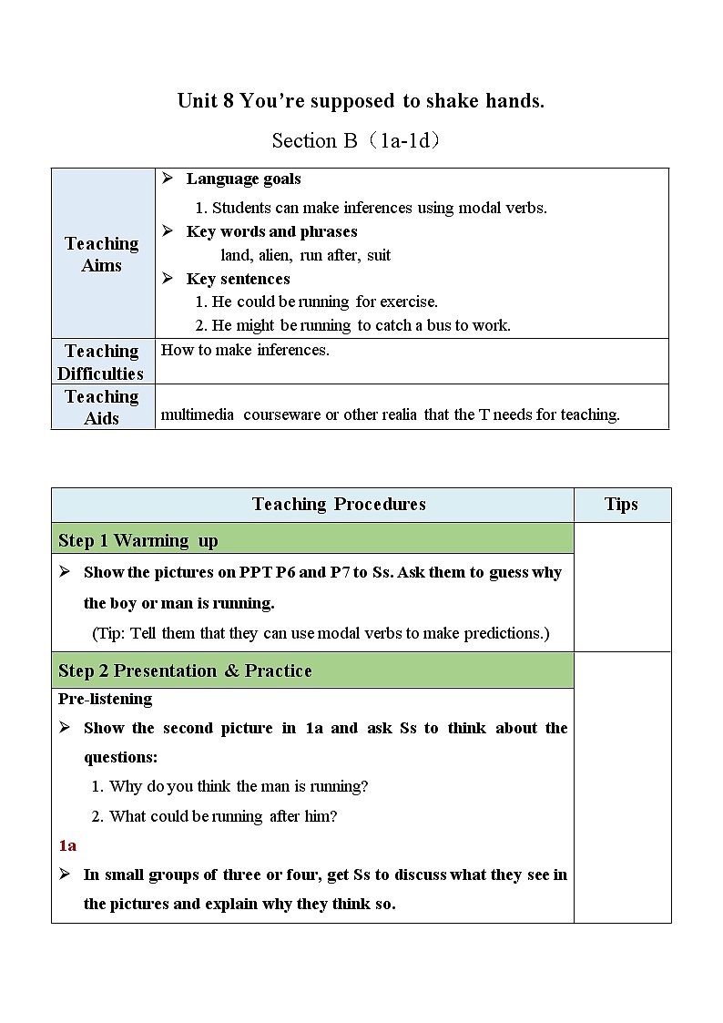 人教新目标 (Go for it) 版英语九年级 Unit 8 Section B （1a-1d） PPT课件+教案+导学案01