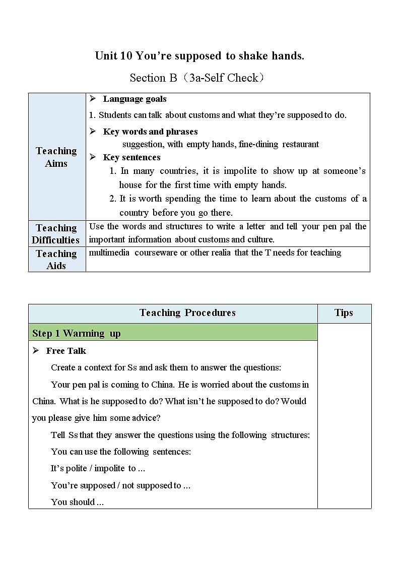 人教新目标 (Go for it) 版英语九年级 Unit 10 Section B (3a-Self Check) PPT课件+教案+导学案01