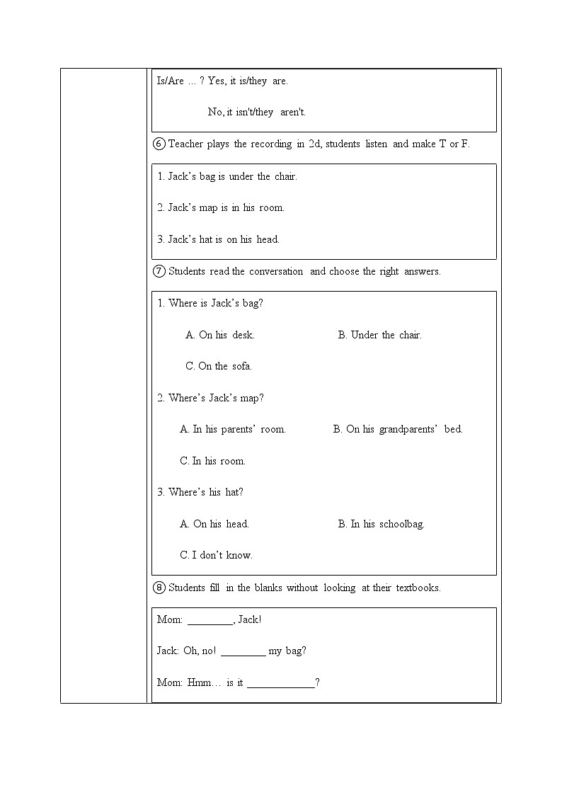 Unit 4 Where's my schoolbag Section A (2a-2d)课件+教案+音频03