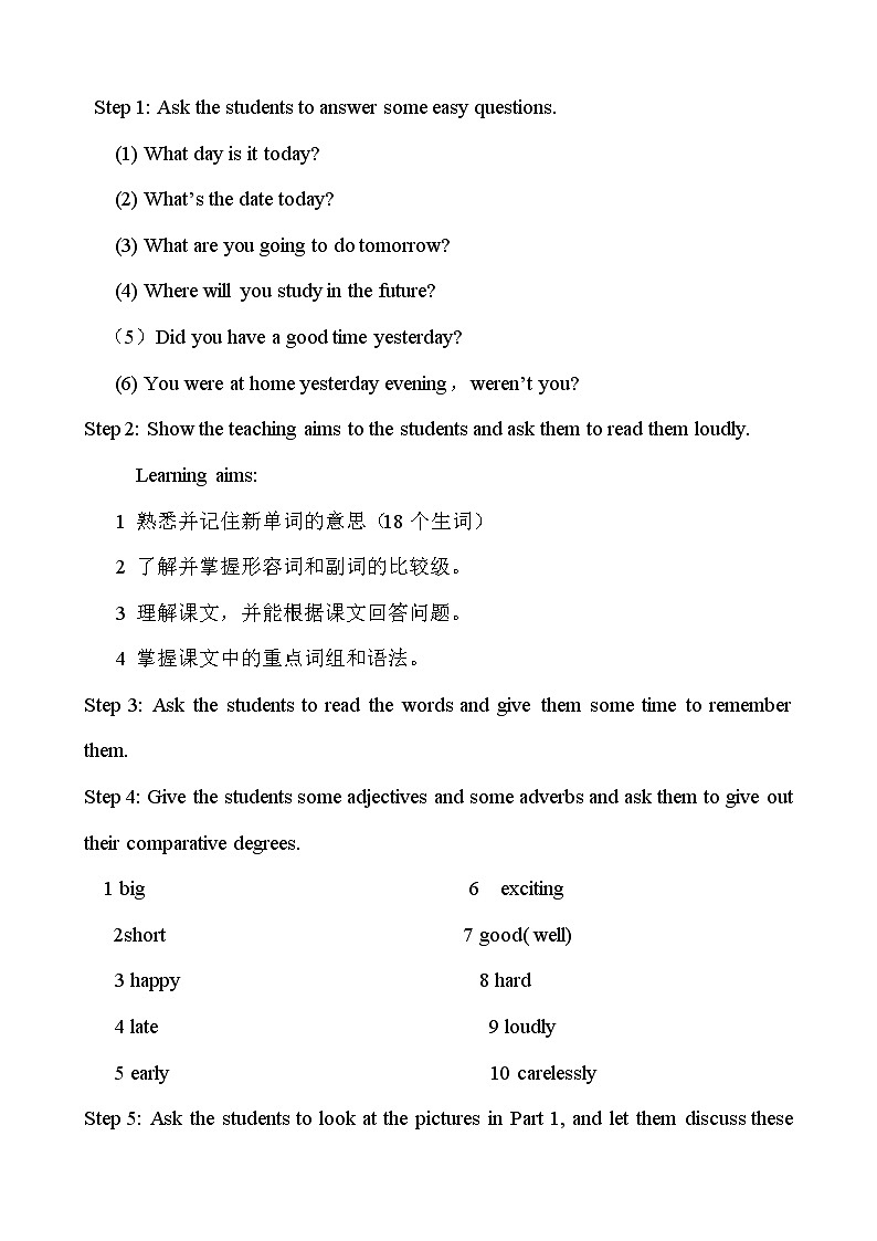 外研英语八年级上册 Module3-Unit2 说课稿02