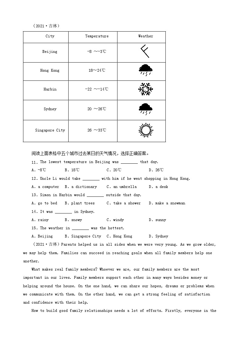 吉林省吉林市三年（2020-2022）中考英语真题分题型分层汇编-02阅读单选&阅读判断&阅读回答问题&阅读还原&多任务混合阅读03