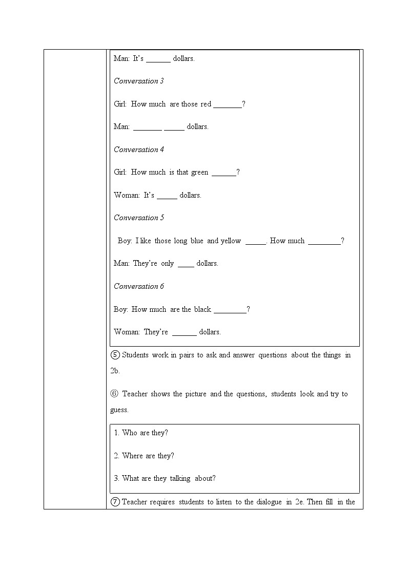 Unit 7 How much are these socks Section A 2a-2e课件+教案+音频03