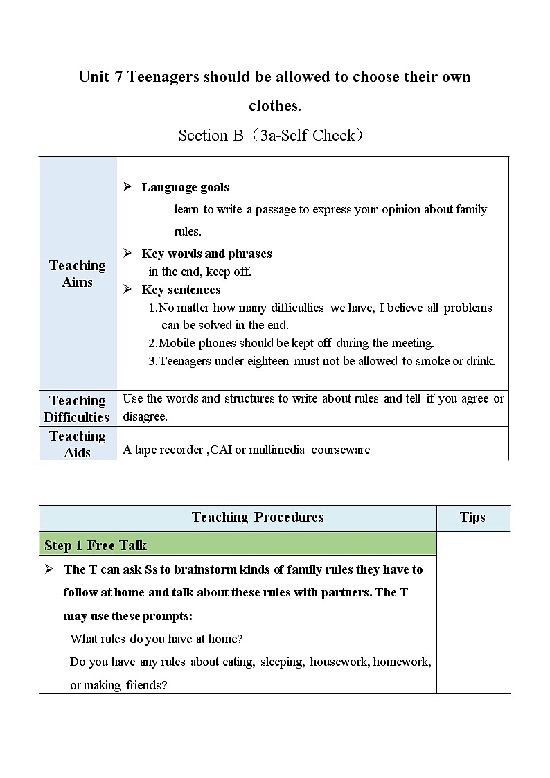 人教版九年级全一册英语Unit 7 SectionB（3a-Self Check）课件+教案01