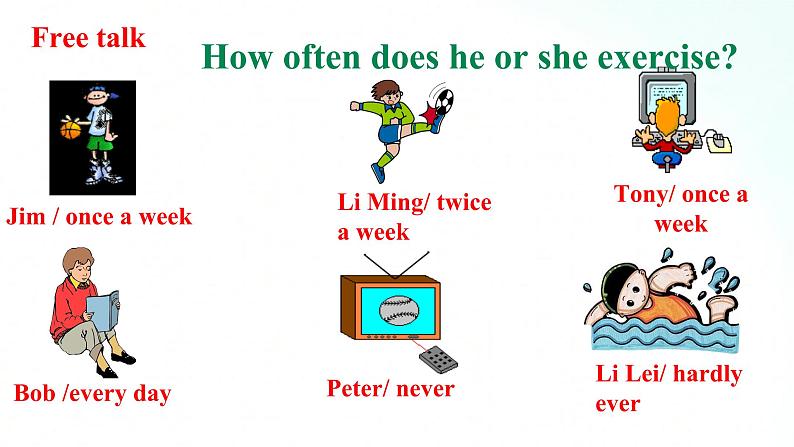 人教版英语八年级上册 Unit2 How often do you exercise  SectionB(1a-1e)课件+素材03