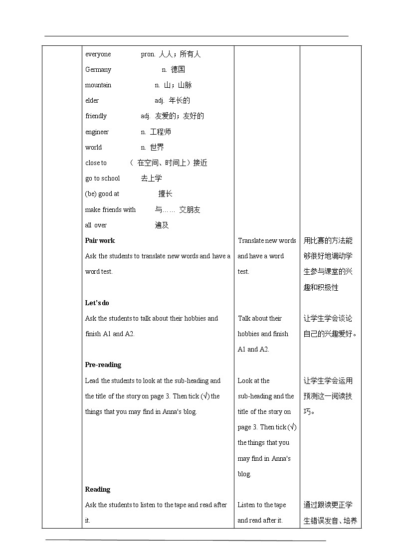 牛津深圳广州版7年级上册英语Unit 1 Making friends第1课时ReadingI教案02