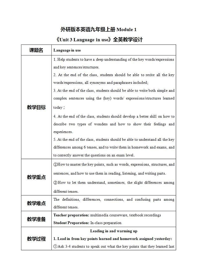 Module 1 Unit 3 Language in use课件PPT+教案01
