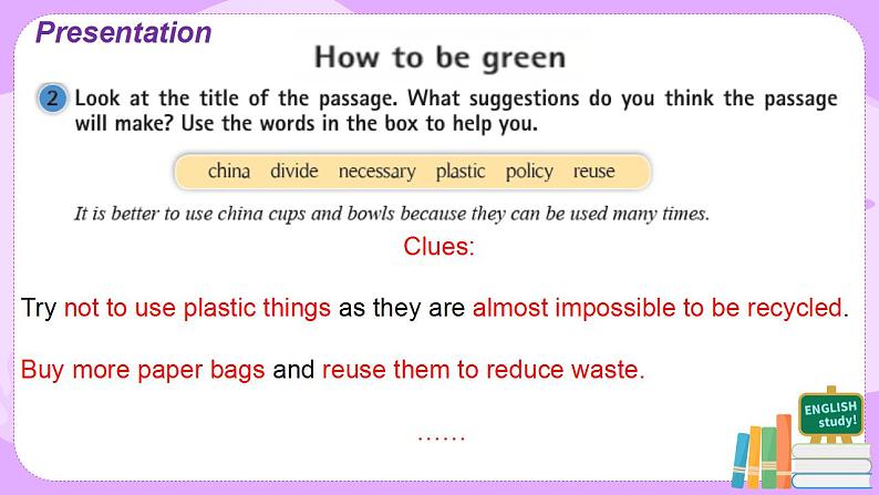 Module 12 Unit 2 Repeat these three words daily reduce, reuse and recycle.课件PPT+教案06