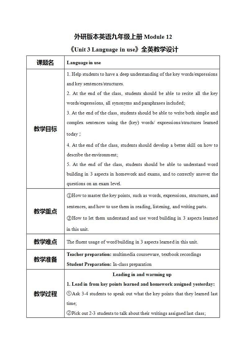 Module 12 Unit 3 Language in use课件PPT+教案01