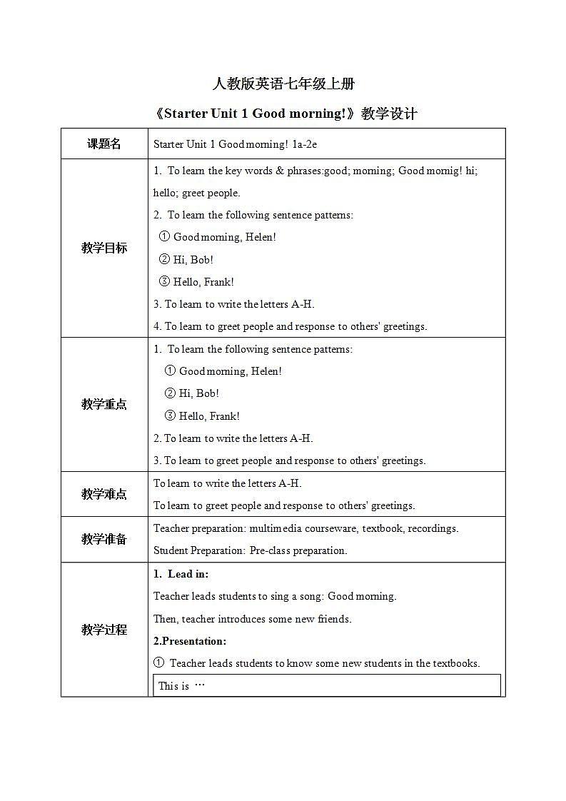Starter Unit 1 1a-2e课件+教案+音视频01