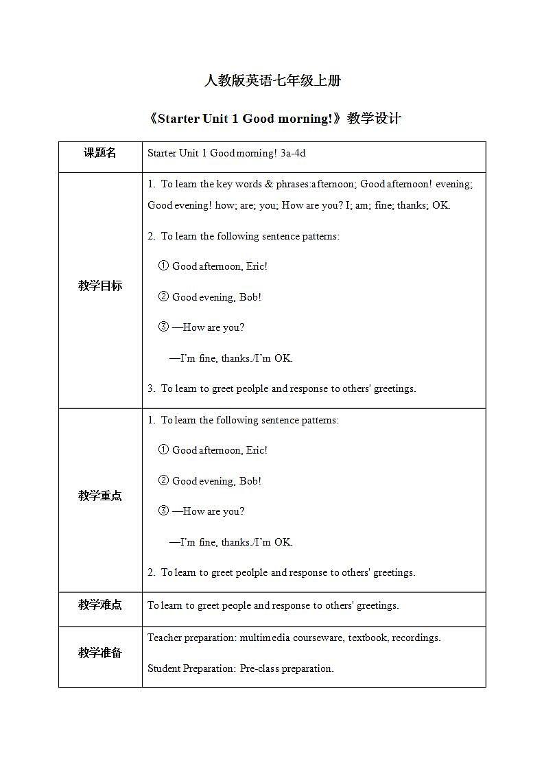Starter Unit 1 3a-4d课件+教案+音视频01