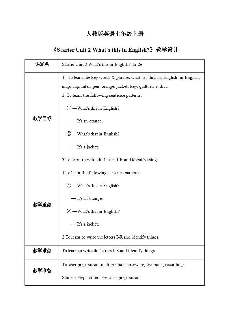 Starter Unit 2 1a-2e课件+教案+音视频01