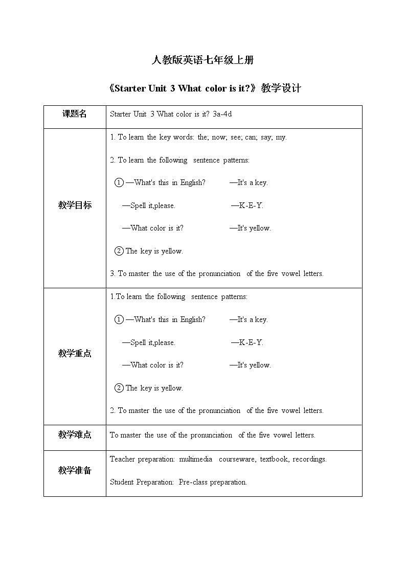 Starter Unit 3 3a-4d课件+教案+音视频01