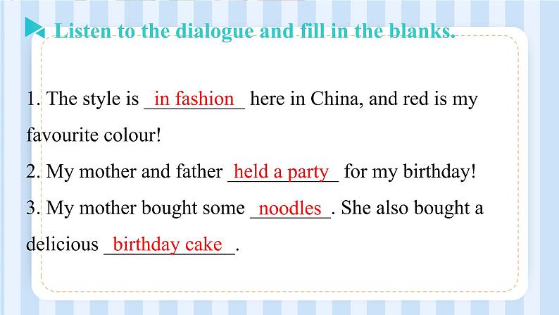 Unit 3  Families Celebrate Together lesson 18 课件 2022-2023学年冀教版英语八年级上册08