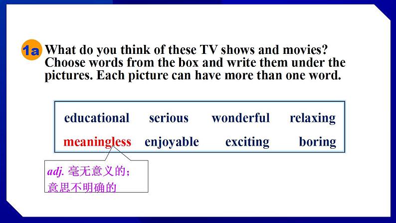 人教版八年级英语上册--Unit 5  Do you want to watch a game show Section B (1a－1d)（课件）06