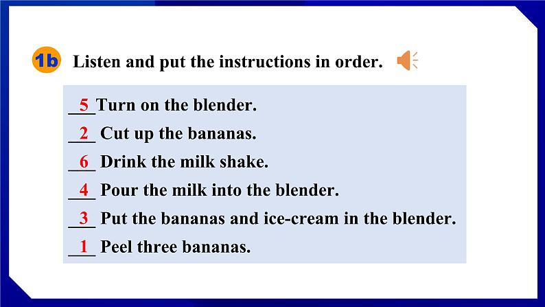 人教版八年级英语上册--Unit 8 How do you make a banana milk shake SectionA（1a-1c）（课件）08