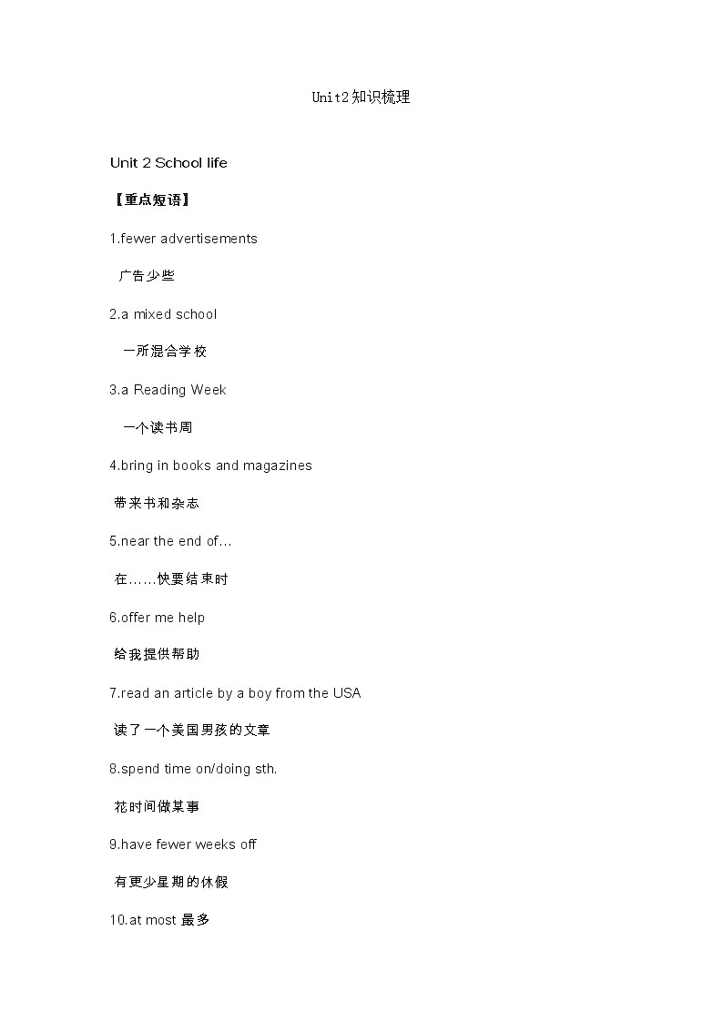 译林版八年级上 Unit2 知识点梳理第1页