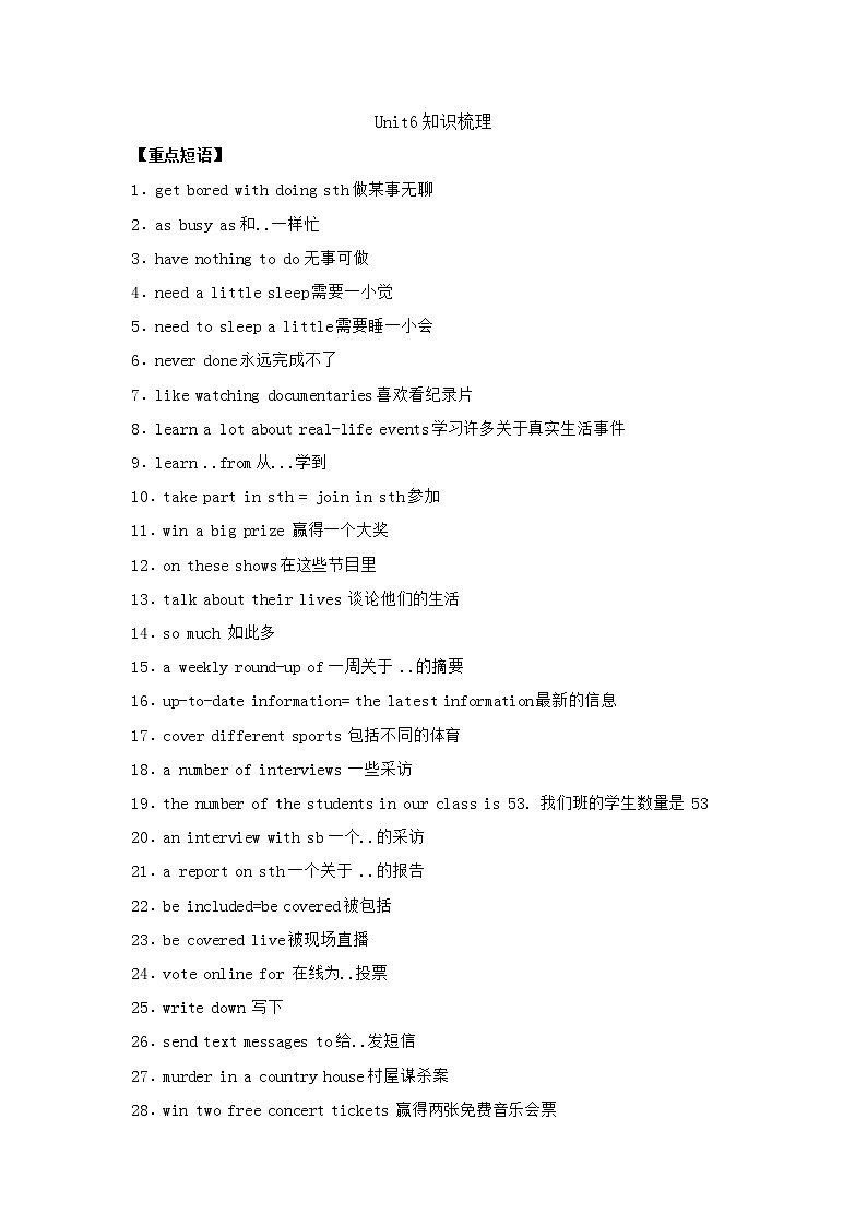 译林版初中英语九年级上册 Unit6 知识点梳理+单元测试卷01