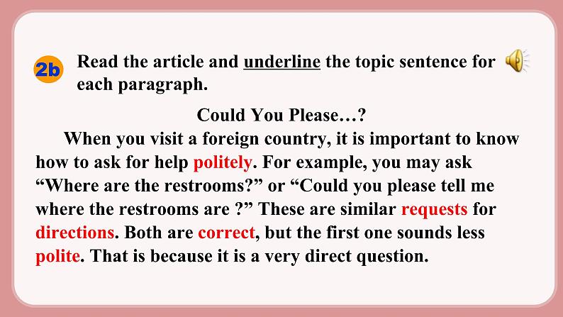 人教版九年级英语上册Unit 3  Could you please tell me where the restrooms are（6个课时打包+课件+素材）08