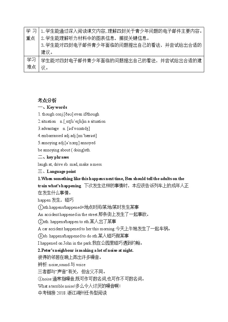 Unit 4 Problems and advice period 2 Reading II & Listening 导学案02