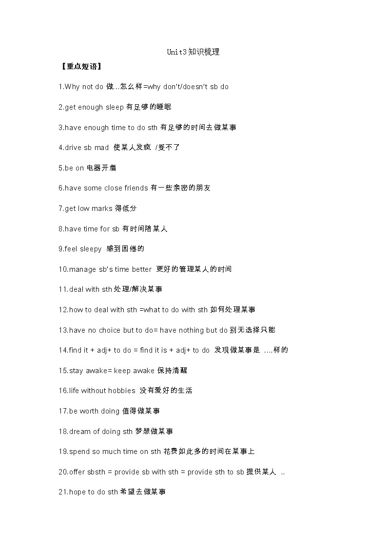 译林版初中英语九年级上册 Unit3 知识点梳理+单元测试卷01