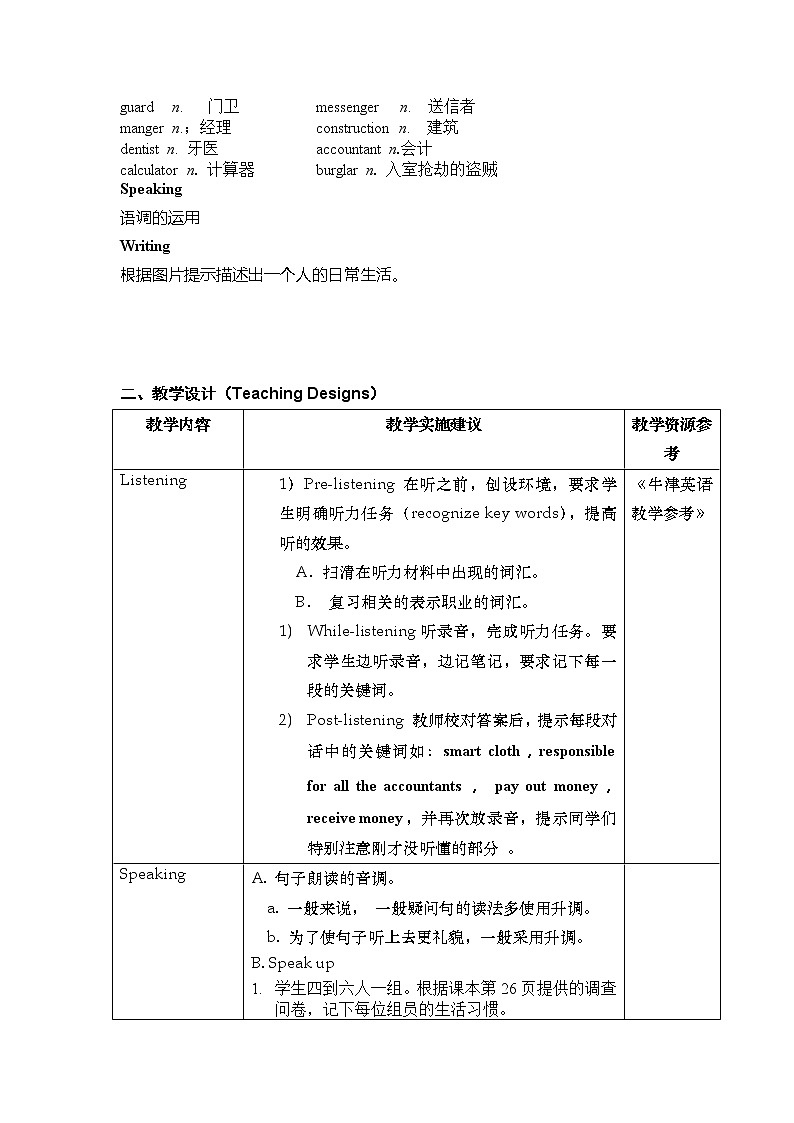 牛津上海版英语八年级上册教案：Unit 2 Work and play Listening,speaking writing第2页