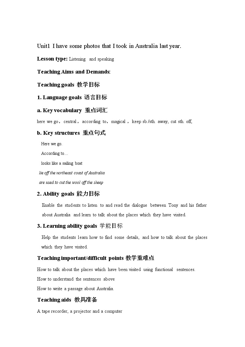 Module 10 Unit 1 have some photos that I took in Australia last year.教案01