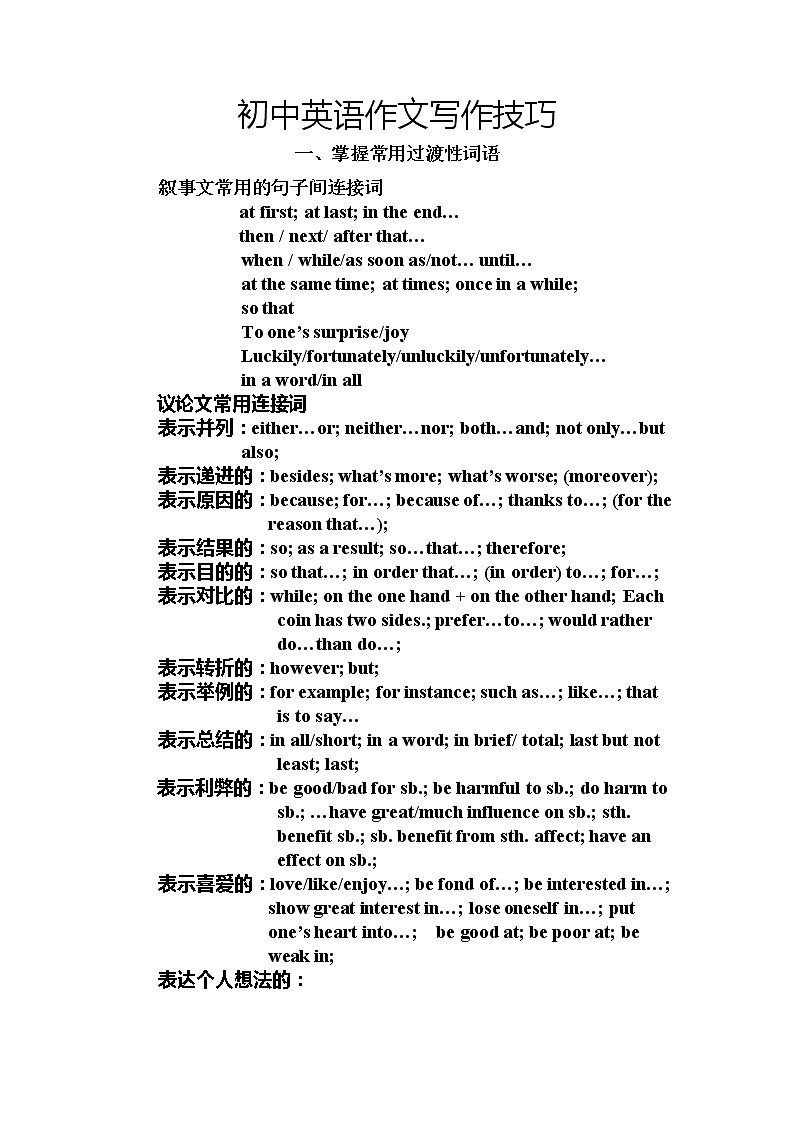 初中英语作文写作技巧第1页