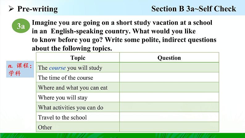 Unit 3 Section B 3a~Self Check 课件2022-2023学年人教版新目标九年级英语上册07