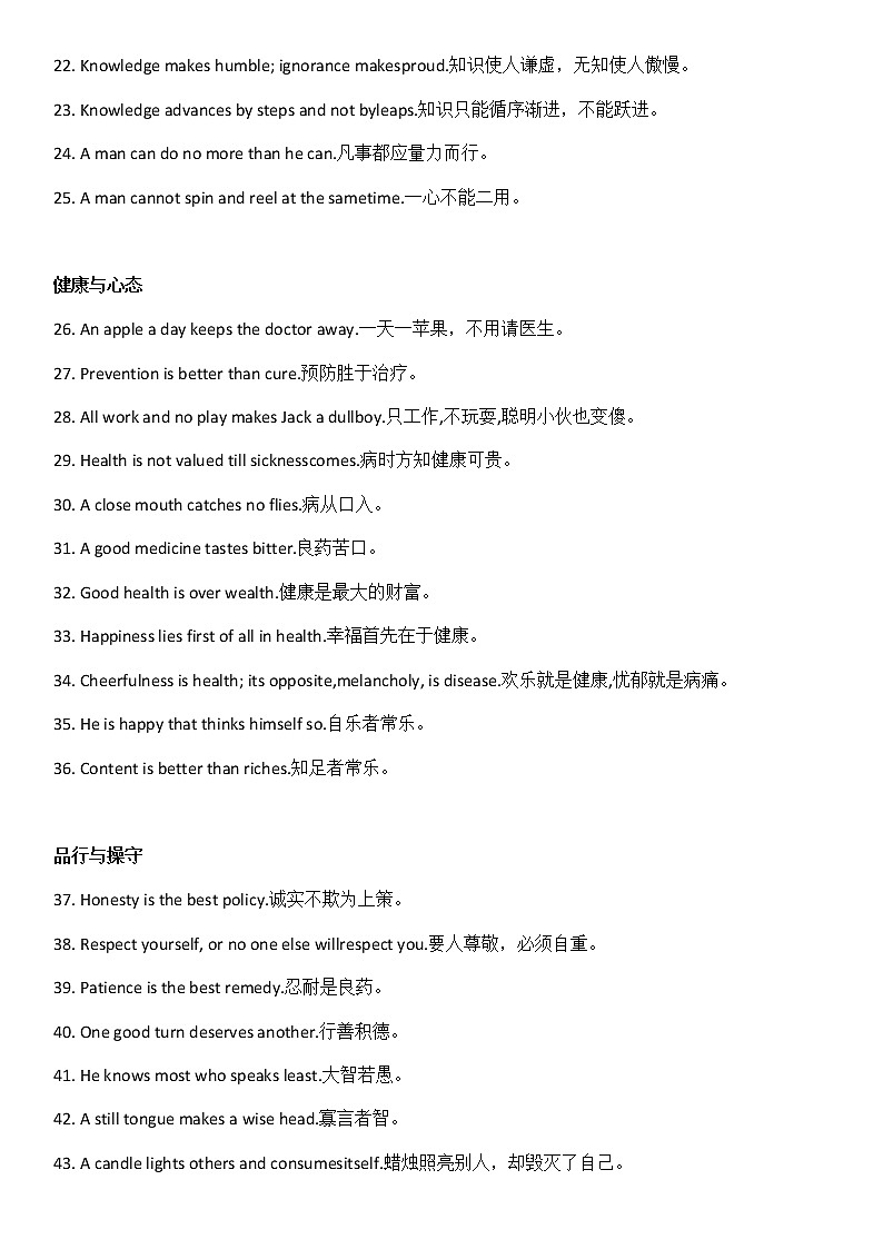 中考英语100条可用于书面表达的常用谚语第2页