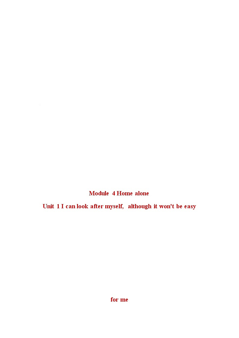 Module 4 Unit 1 I can look after myself,although it won't be easy for me--初中英语九年级上册 课件+练习（外研版）01