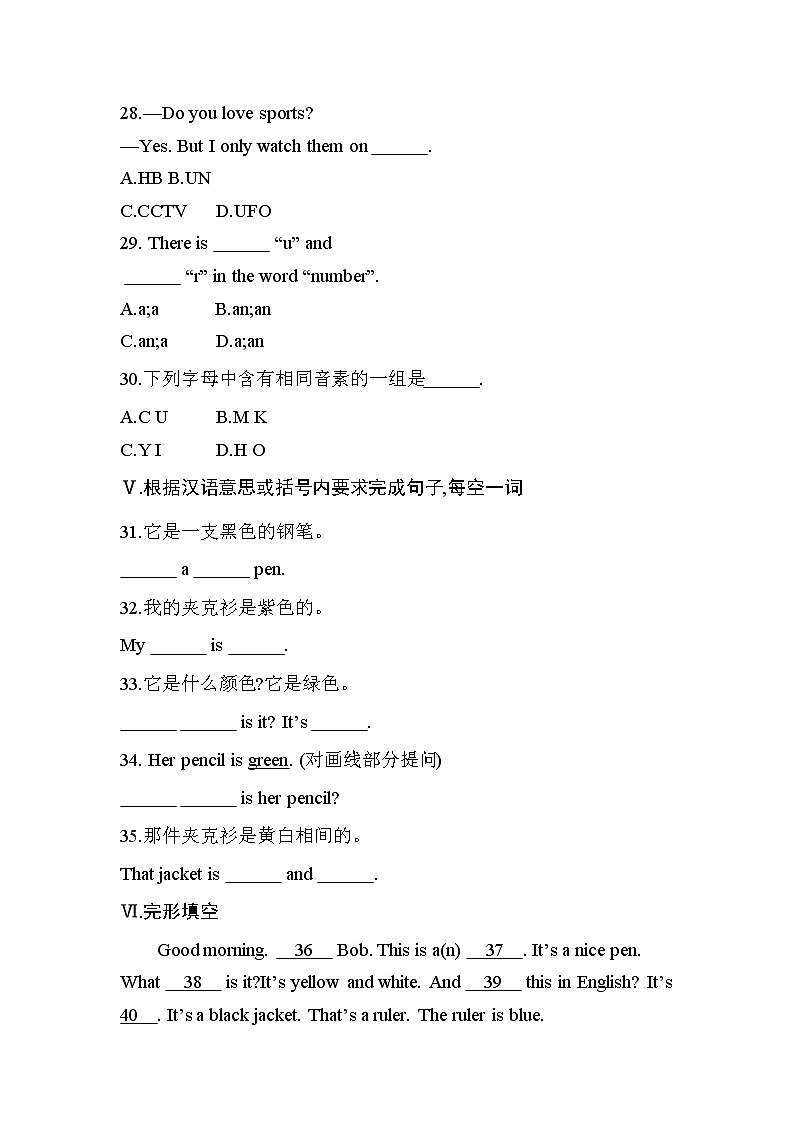 Starter Unit 3  What color is it？同步练习 2022-2023学年人教版七年级英语上册(含答案)第3页