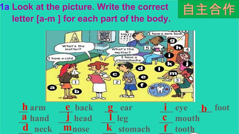 英语人教版八年级下册同步教学课件unit 1 what 's the matter sectiona（1a-2c）第4页