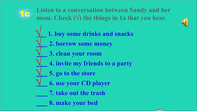 英语人教版八年级下册同步教学课件unit 3 could you please clean your room sectionb（1a-1e）第7页