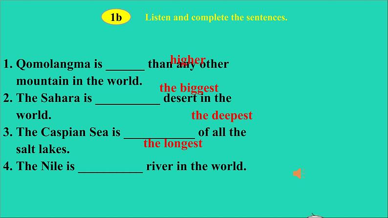 英语人教版八年级下册同步教学课件unit 7 what’s the highest mountain in the world sectiona（1a-2d）第8页