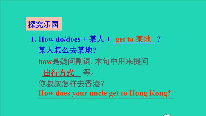 英语人教版七年级下册同步教学课件unit 3 how do you get to school sectiona（grammarfocus-3c）第6页