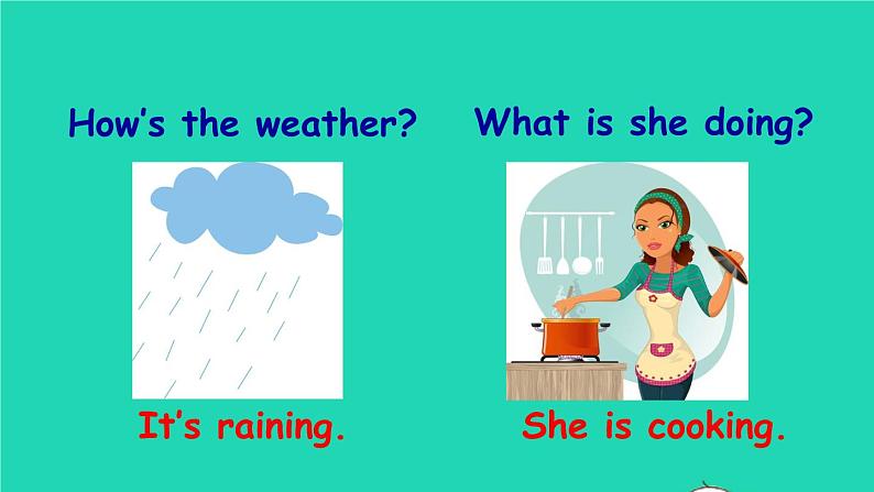 英语人教版七年级下册同步教学课件unit 7 it 's raining sectiona（grammarfocus-3b）第5页