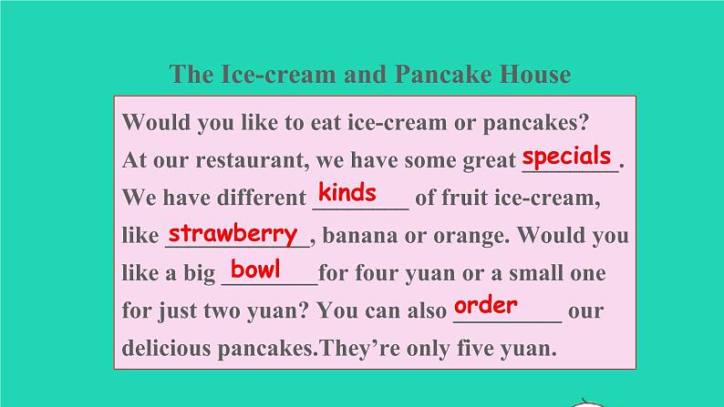 英语人教版七年级下册同步教学课件unit 10 i 'd like some noodles sectionb（3a-selfcheck）第4页