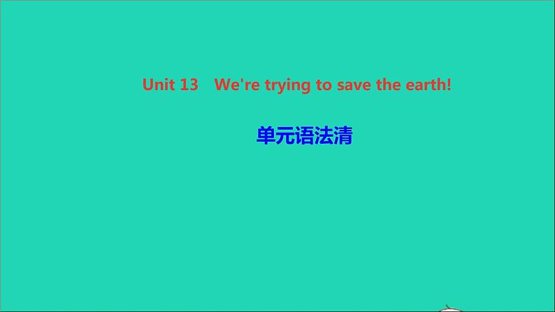 英语人教版九年级下册同步教学课件unit13 we're trying to save the earth单元语法清作业01