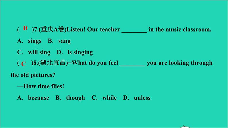 英语人教版九年级下册同步教学课件专题训练1单项选择作业05